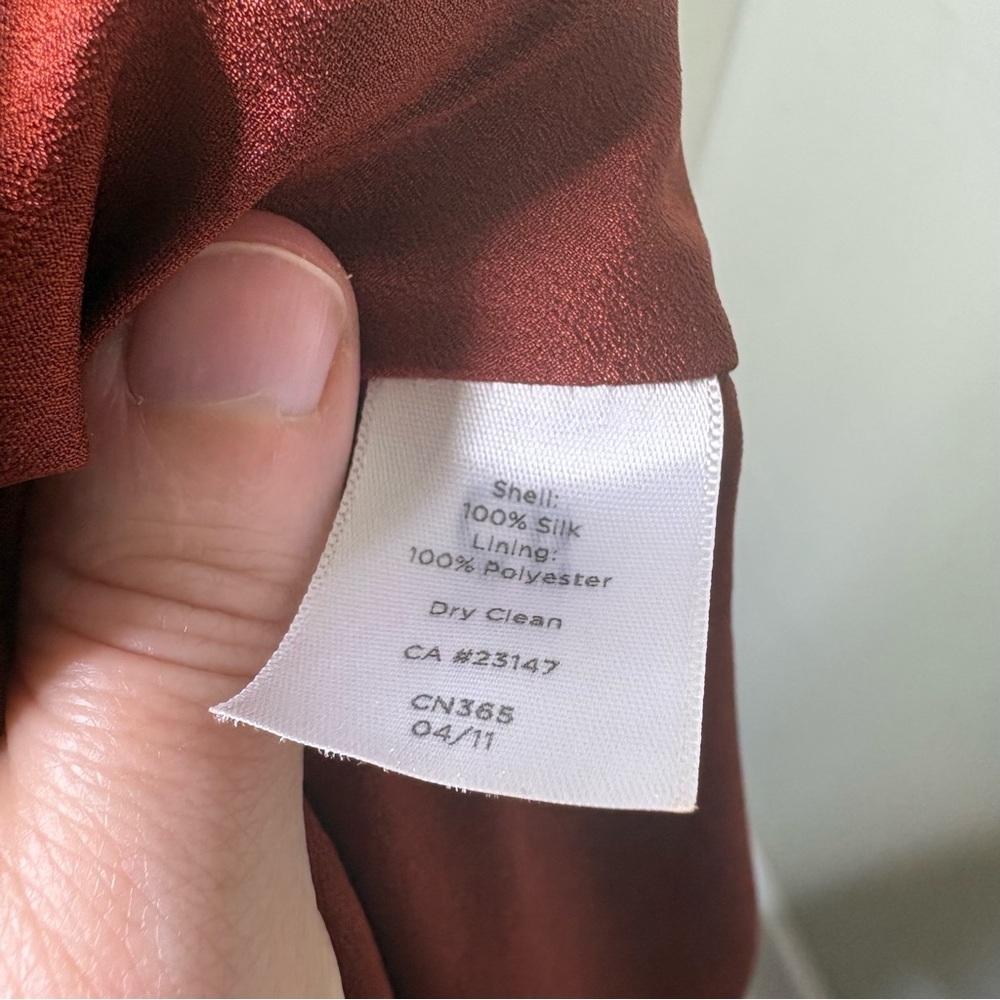 Rust Orange Silk Pleated Women’s Skirt 8 Petite - Picture 5 of 5